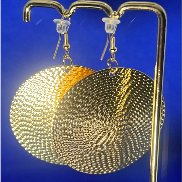 Gold Tone Disc Earrings - Picture 1 of 4
